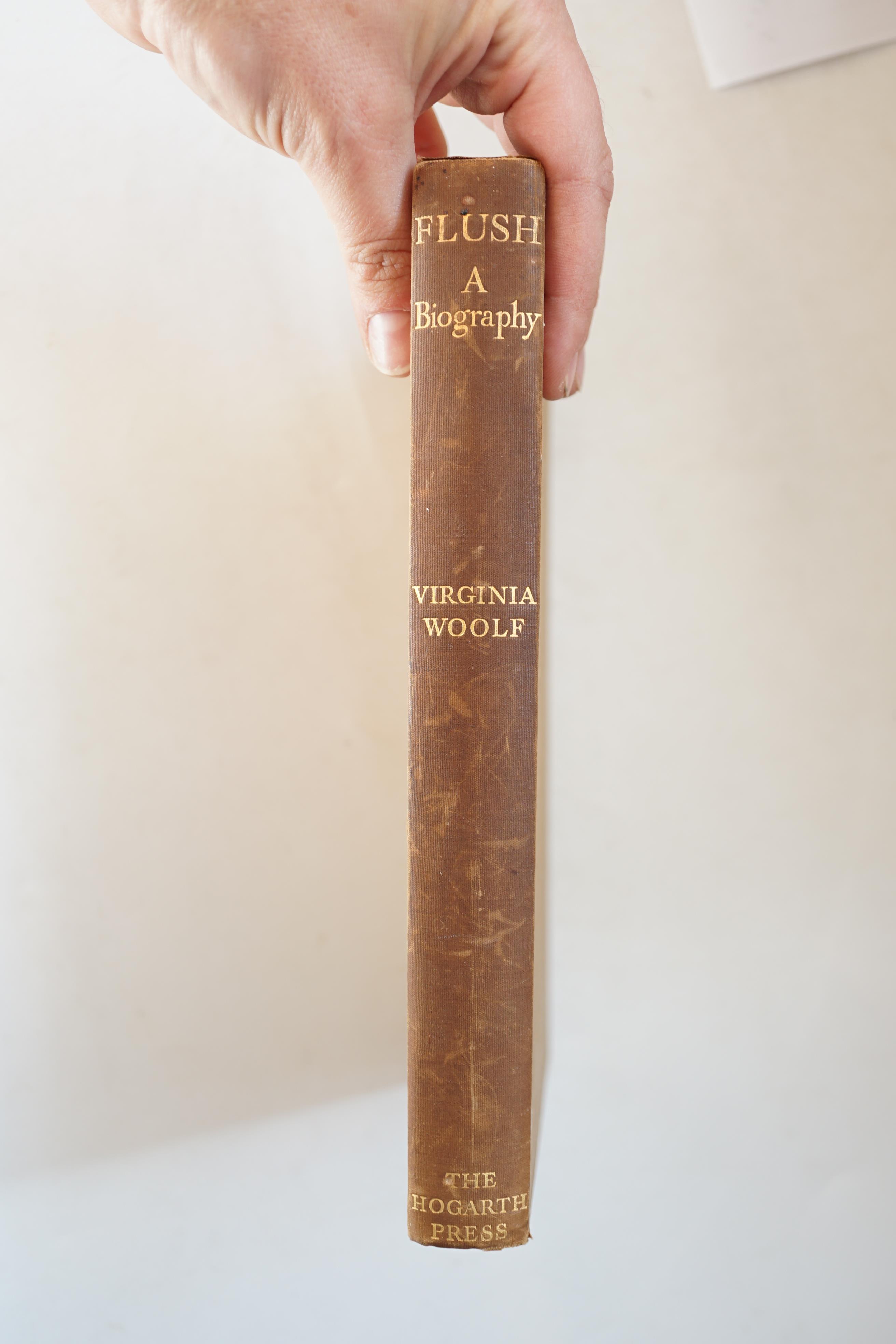 Woolf, Virginia - Flush A Biography, 8vo, cloth, Leonard and Virginia Woolf, Hogarth Press, London, 1933, PROVENANCE: Monks House, Rodmell, Lewes, East Sussex, the home of Virginia Woolf (from 1919-1941) and Leonard Wool